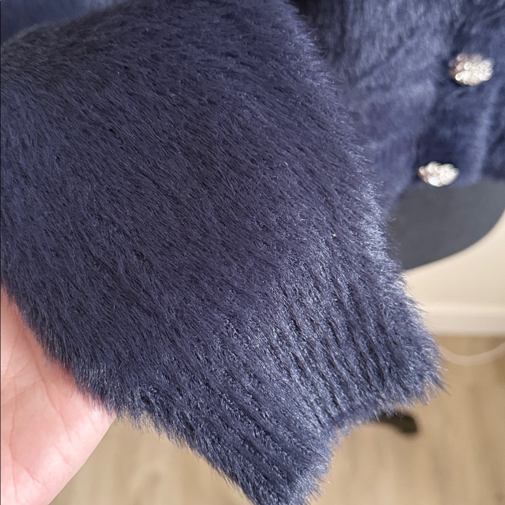 J. Crew Navy Teddy Lady Jacket with Crystal Buttons - Picture 6 of 8
